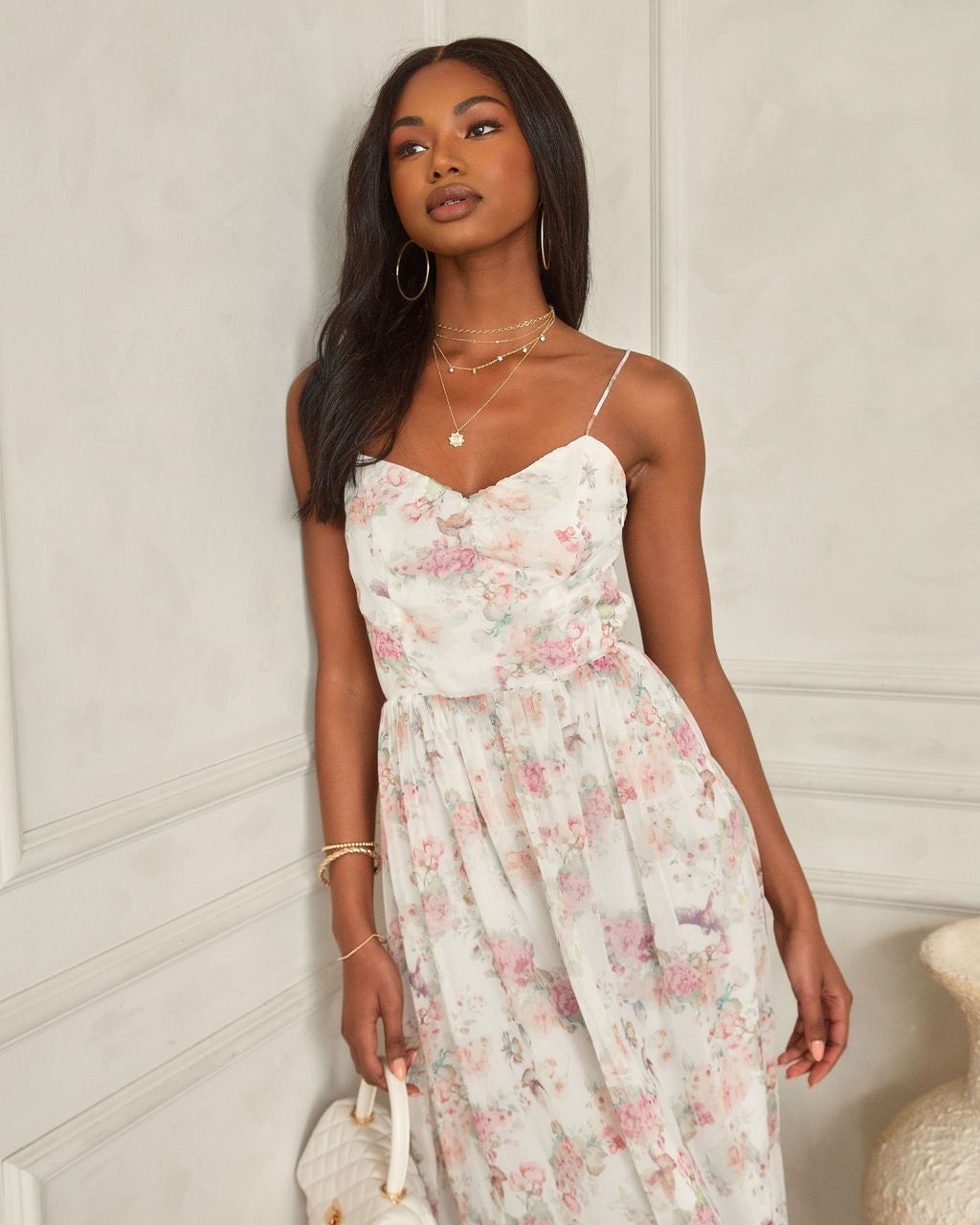 Birds Paradise Floral Chiffon Midi Dress - FINAL SALE sold by Vici product image thumbnail 7