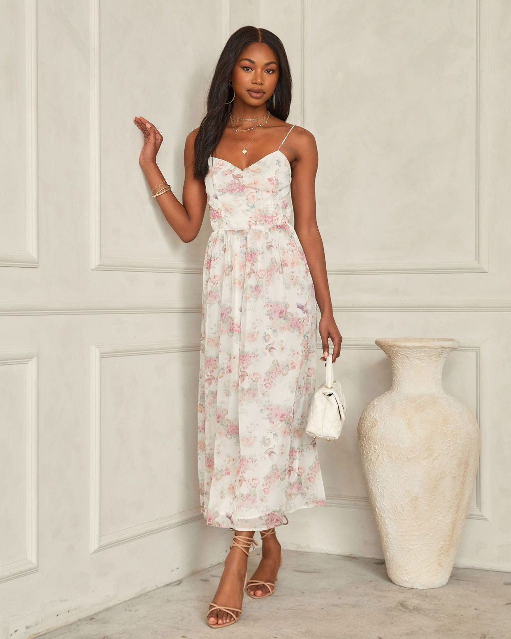 Birds Paradise Floral Chiffon Midi Dress - FINAL SALE sold by Vici product image thumbnail 5