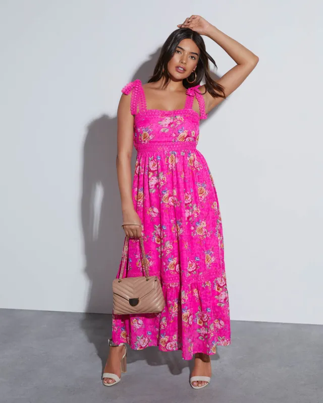 Mirabelle Tie Shoulder Floral Midi Dress sold by Vici