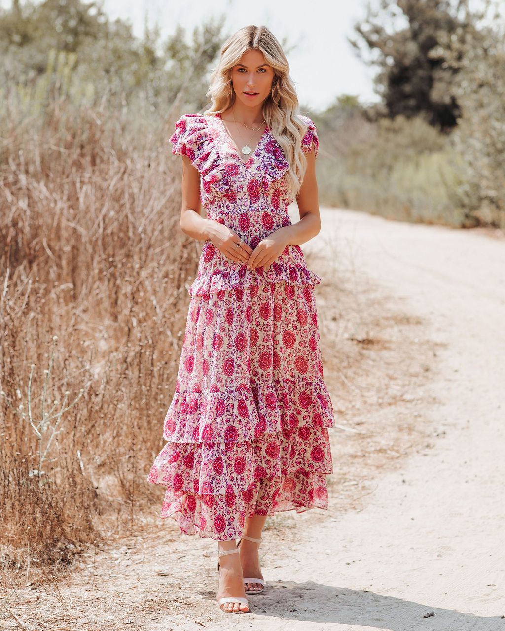 Soha Paisley Ruffle Tiered Maxi Dress - LAST CHANCE sold by Vici product image thumbnail 5