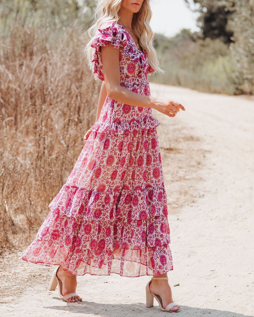 Soha Paisley Ruffle Tiered Maxi Dress - LAST CHANCE sold by Vici product image thumbnail 3