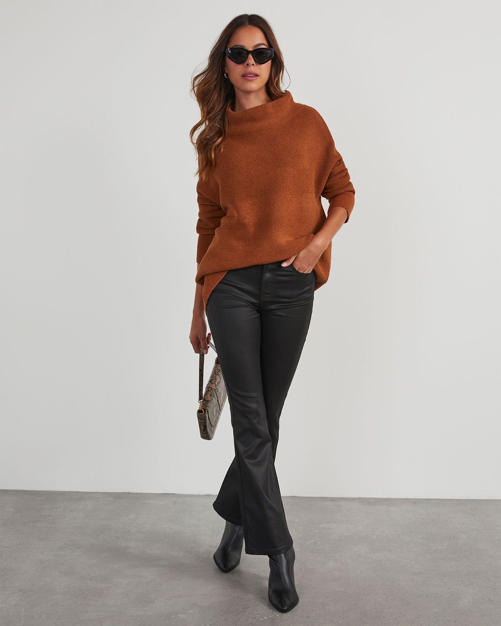 Under The Falling Leaves Knit Mock Neck Sweater - Toffee sold by Vici product image thumbnail 2