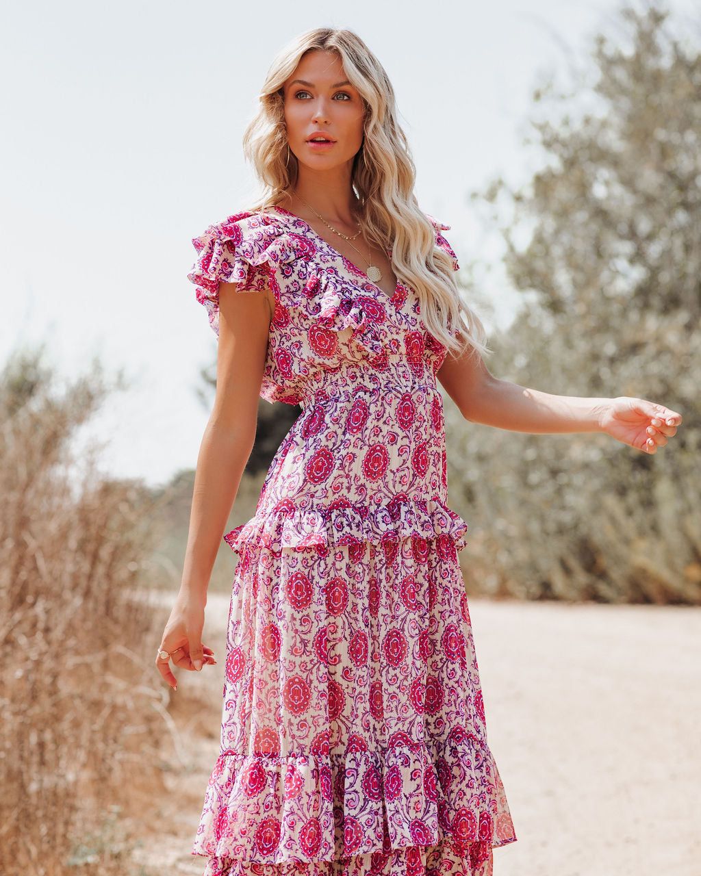 Soha Paisley Ruffle Tiered Maxi Dress - LAST CHANCE sold by Vici product image thumbnail 6