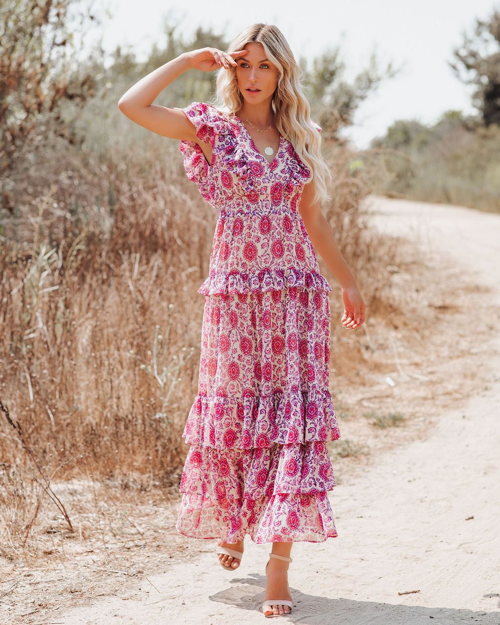 Soha Paisley Ruffle Tiered Maxi Dress - LAST CHANCE sold by Vici product image thumbnail 10