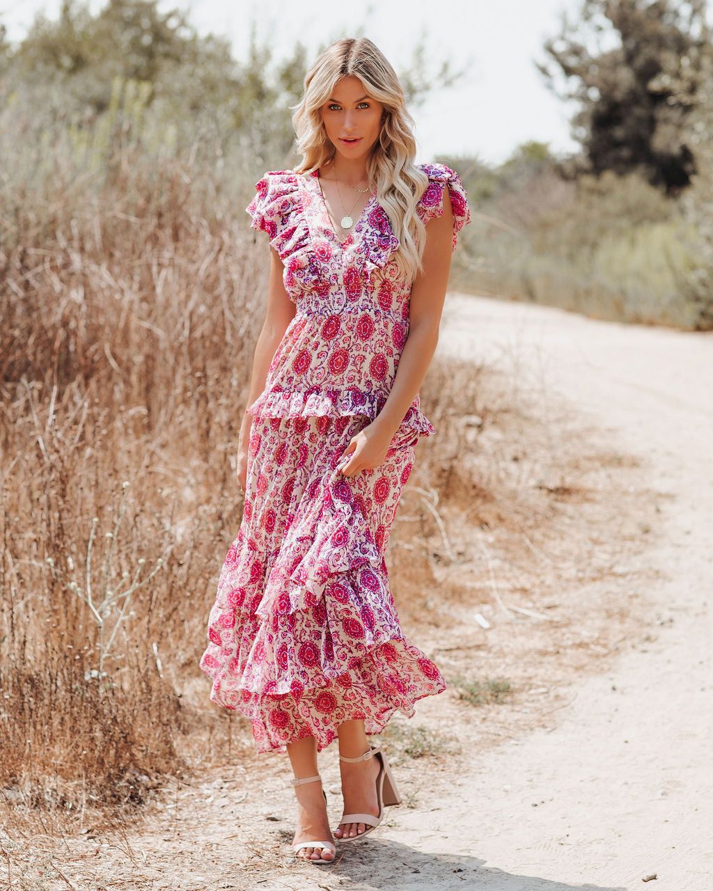 Soha Paisley Ruffle Tiered Maxi Dress - LAST CHANCE sold by Vici product image thumbnail 8