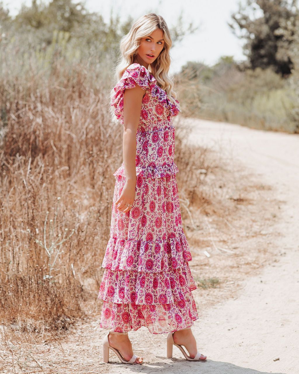 Soha Paisley Ruffle Tiered Maxi Dress - LAST CHANCE sold by Vici product image thumbnail 7