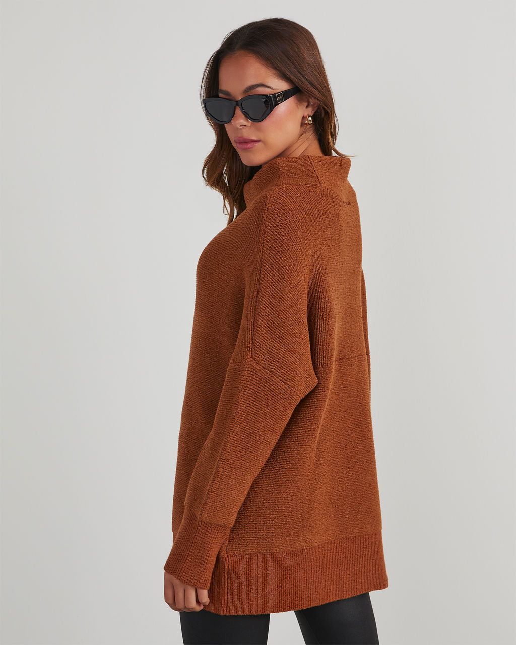 Under The Falling Leaves Knit Mock Neck Sweater - Toffee sold by Vici product image thumbnail 4