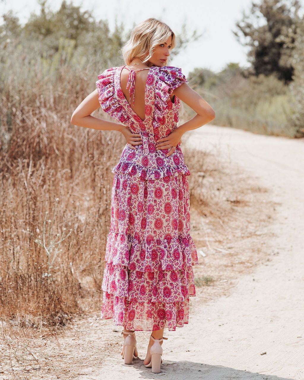 Soha Paisley Ruffle Tiered Maxi Dress - LAST CHANCE sold by Vici product image thumbnail 2