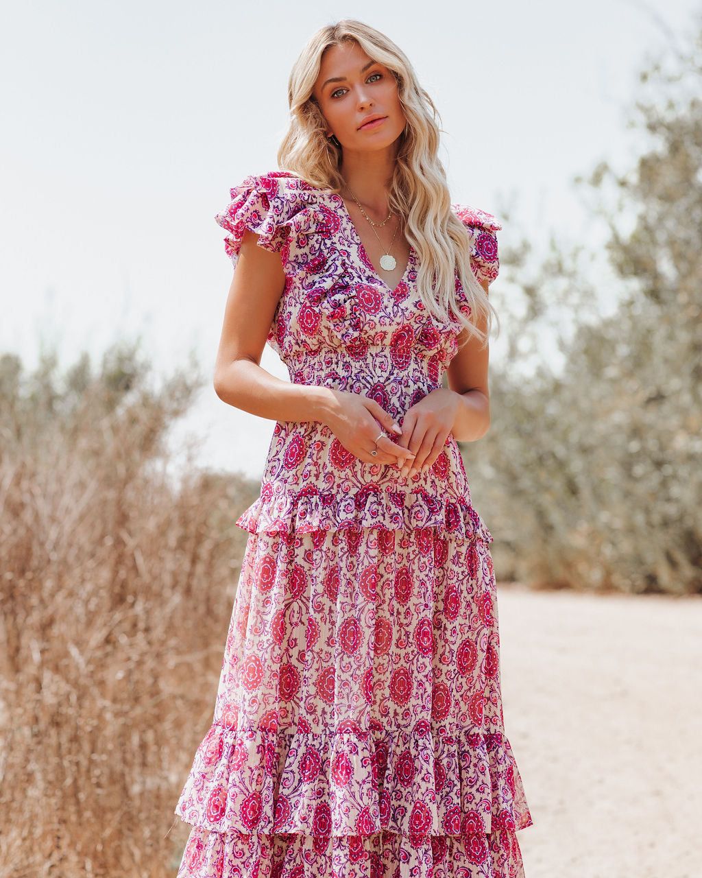 Soha Paisley Ruffle Tiered Maxi Dress - LAST CHANCE sold by Vici product image thumbnail 9