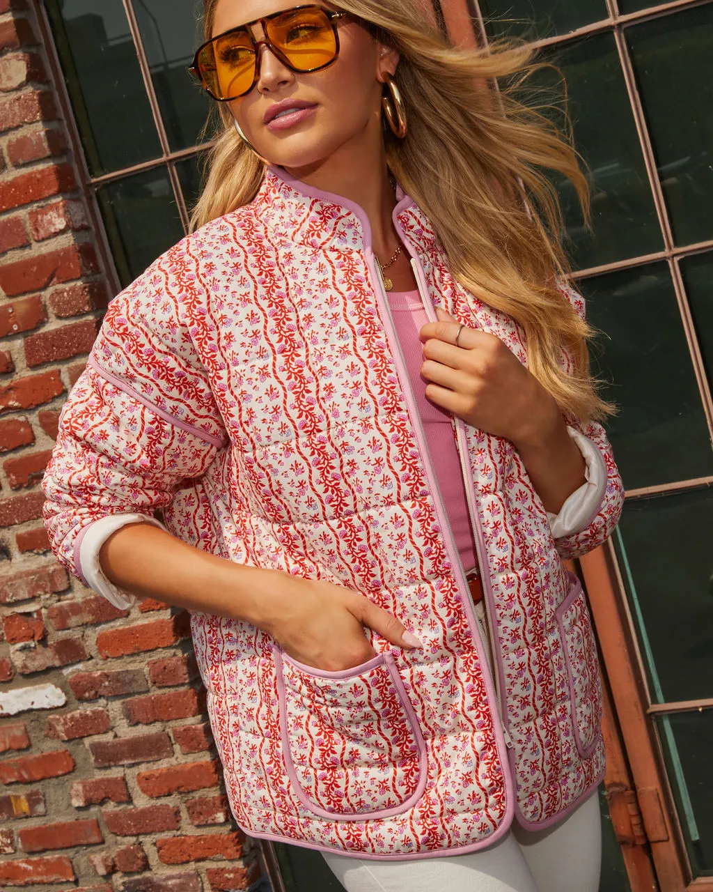 Lily Printed Zip Jacket sold by Vici