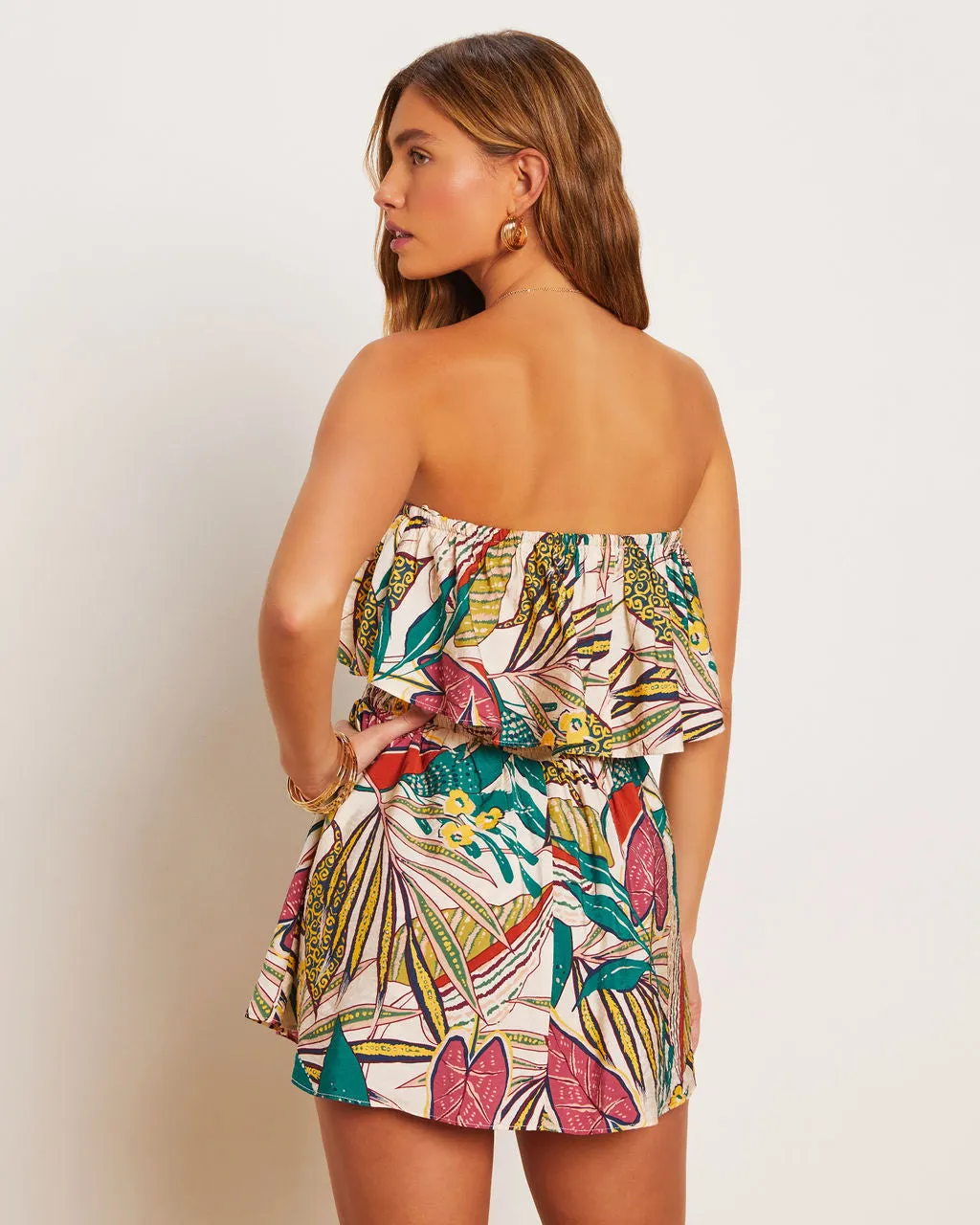 Sherry Tropical Strapless Smocked Romper sold by Vici product image thumbnail 5