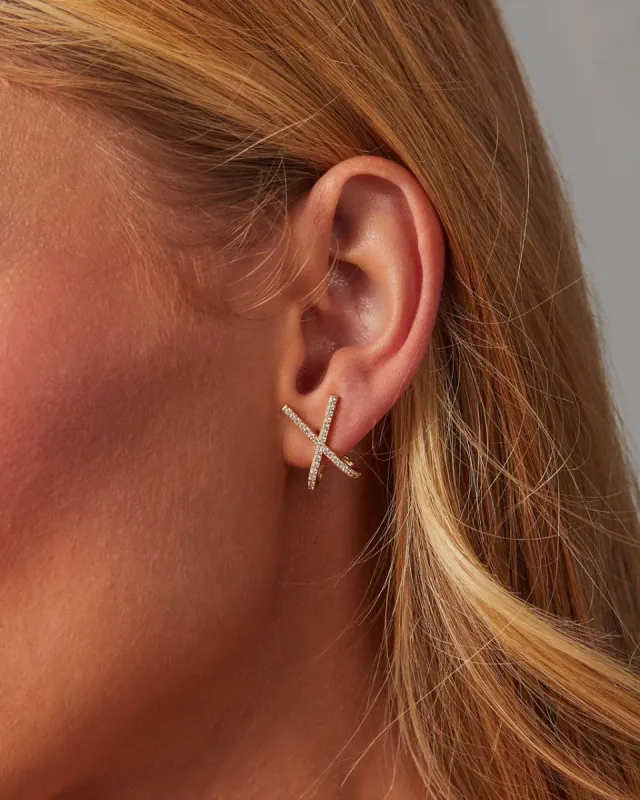 Plus One Pave Criss Cross Studs sold by Vici