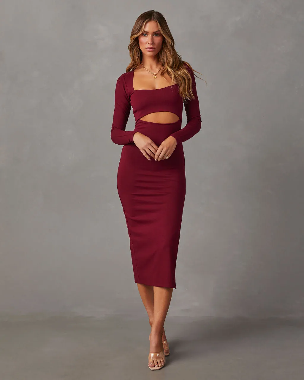 Giselle Cutout Long Sleeve Midi Dress sold by Vici