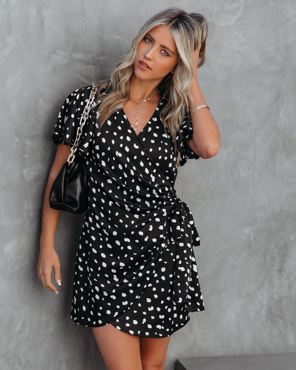 Jaleah Printed Satin Wrap Dress - FINAL SALE sold by Vici product image thumbnail 6