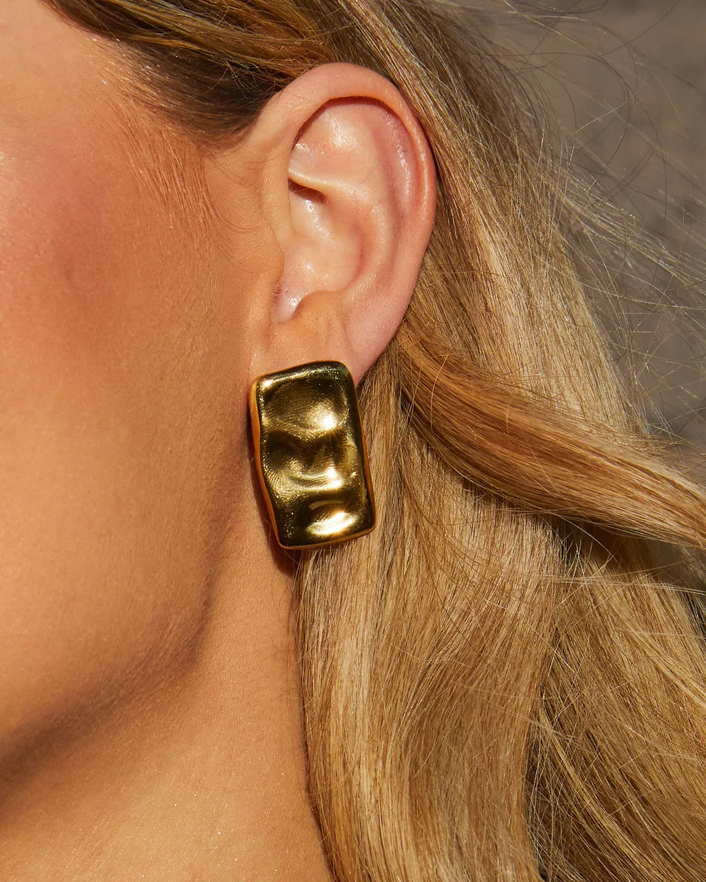 Nia Hammered Stud Earrings sold by Vici product image thumbnail 2