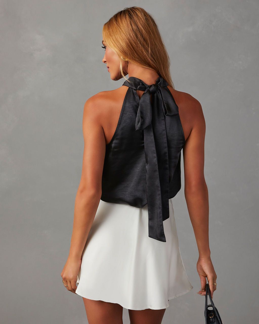 Whirlwind Romance Satin Halter Top - Black sold by Vici product image thumbnail 4