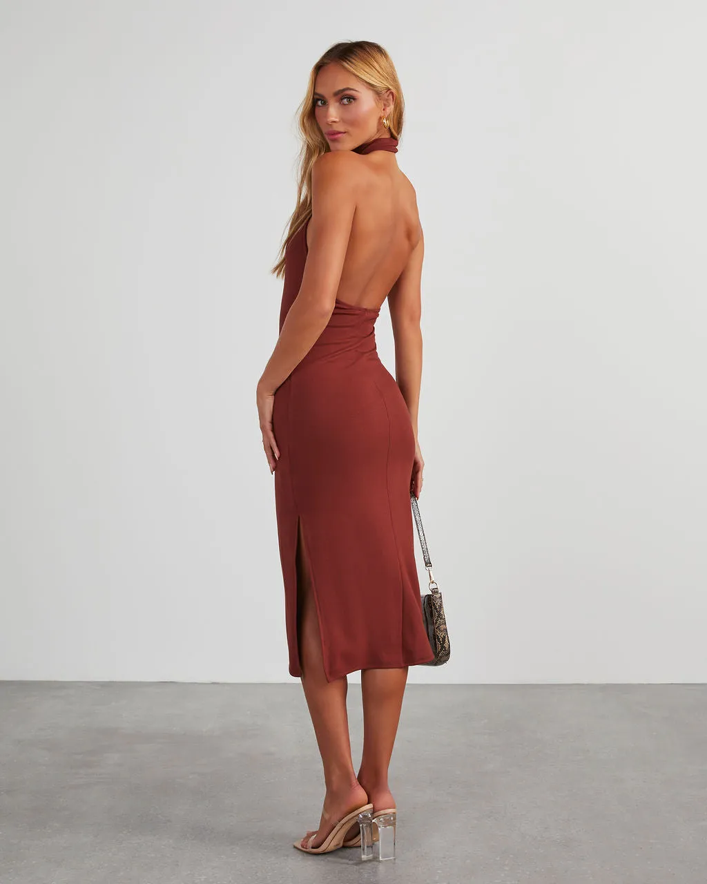 Down The Aisle Halter Neck Midi Dress sold by Vici product image thumbnail 3