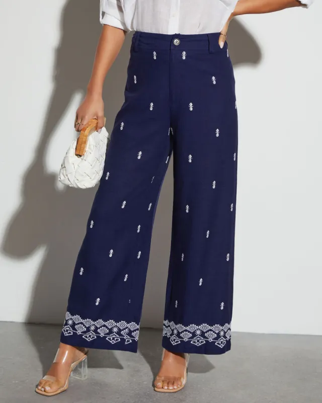 Elowyn Wide Leg Embroidered Pants sold by Vici