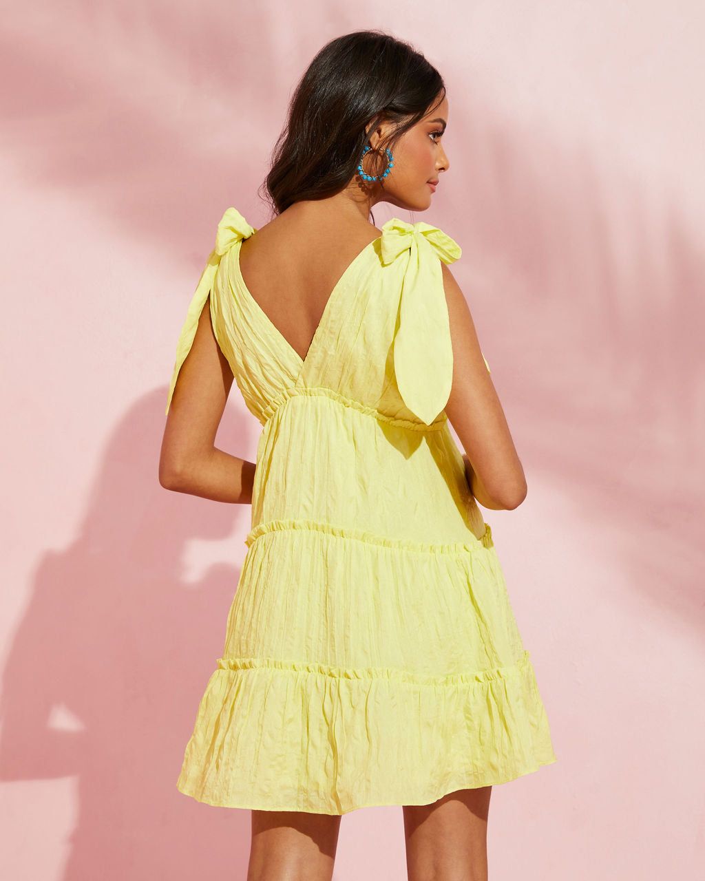 Lula Tiered Mini Dress - Lemon - FINAL SALE sold by Vici product image thumbnail 2