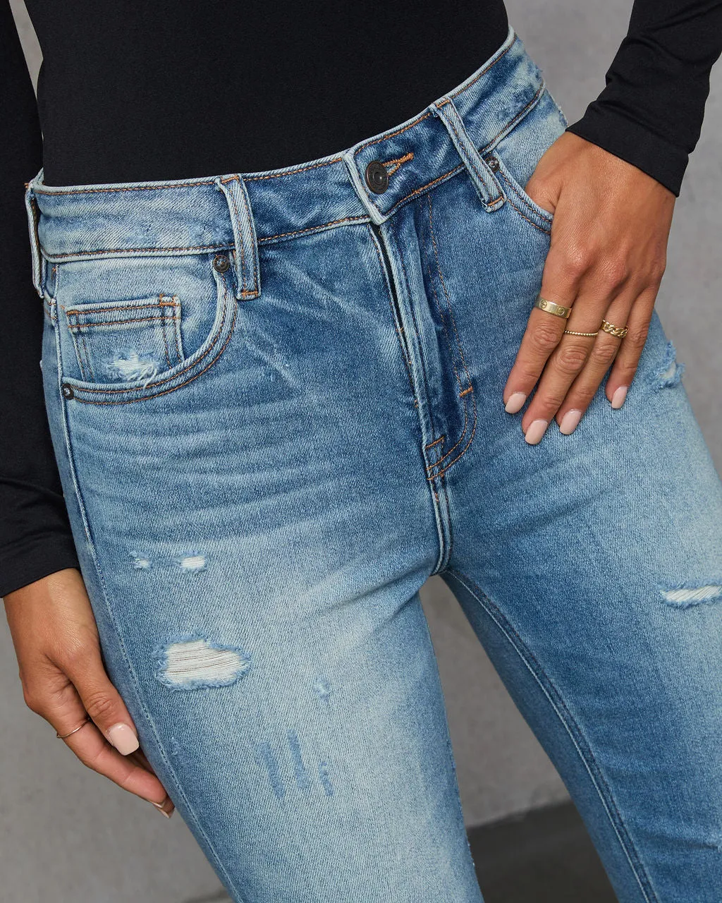 Kravita High Waisted Distressed Mom Jeans sold by Vici product image thumbnail 5