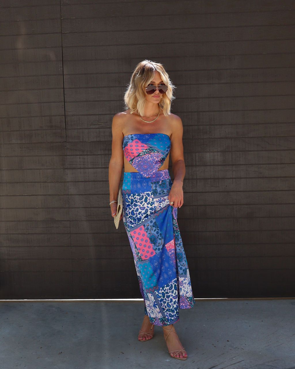 Indigo Satin Printed Strapless Scarf Top - FINAL SALE sold by Vici product image thumbnail 6