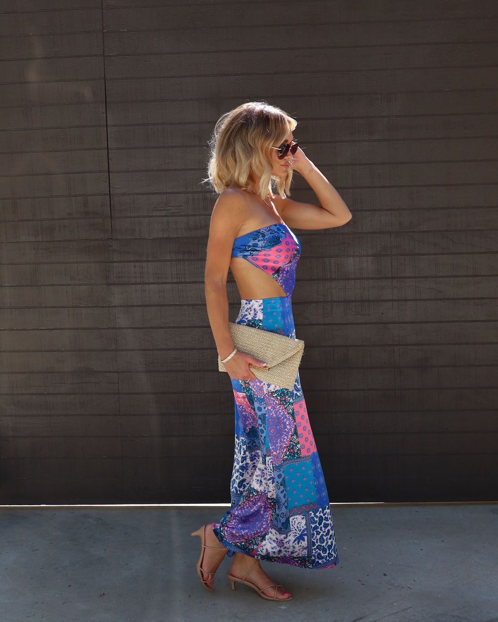 Indigo Satin Printed Strapless Scarf Top - FINAL SALE sold by Vici product image thumbnail 4