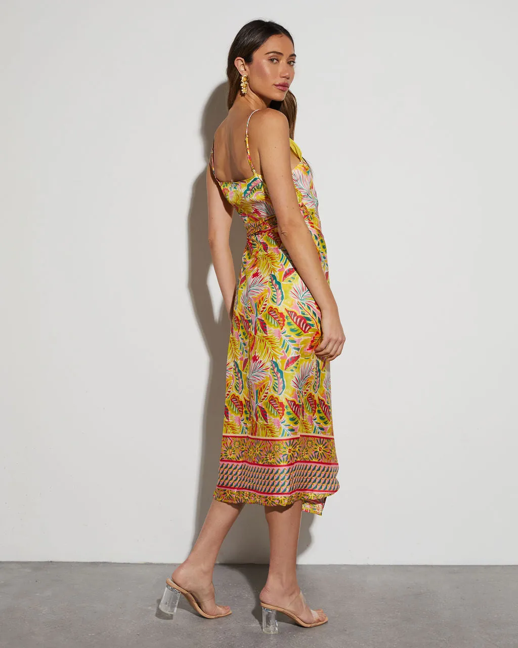 Sofia Tropical Print Wrap Midi Dress sold by Vici product image thumbnail 3