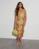 Sofia Tropical Print Wrap Midi Dress sold by Vici
