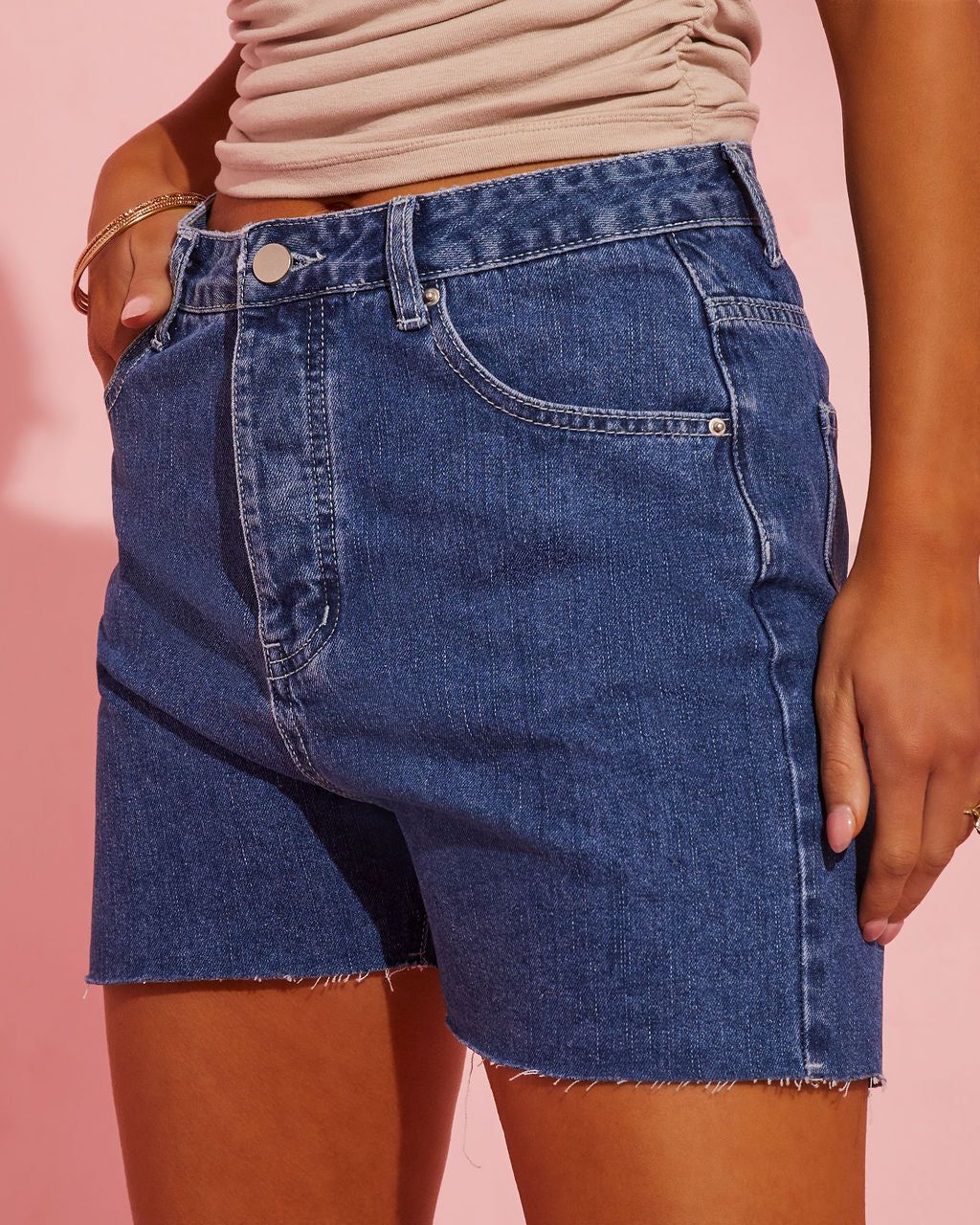 Summer Camp High Rise Denim Shorts - Dark Wash - FINAL SALE sold by Vici