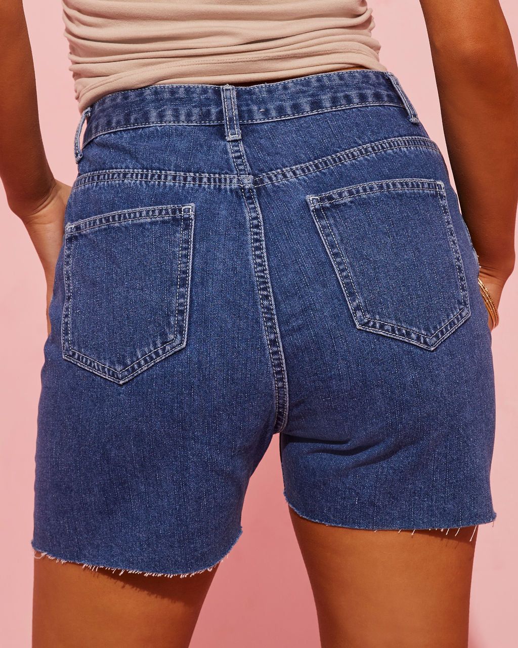 Summer Camp High Rise Denim Shorts - Dark Wash - FINAL SALE sold by Vici product image thumbnail 2