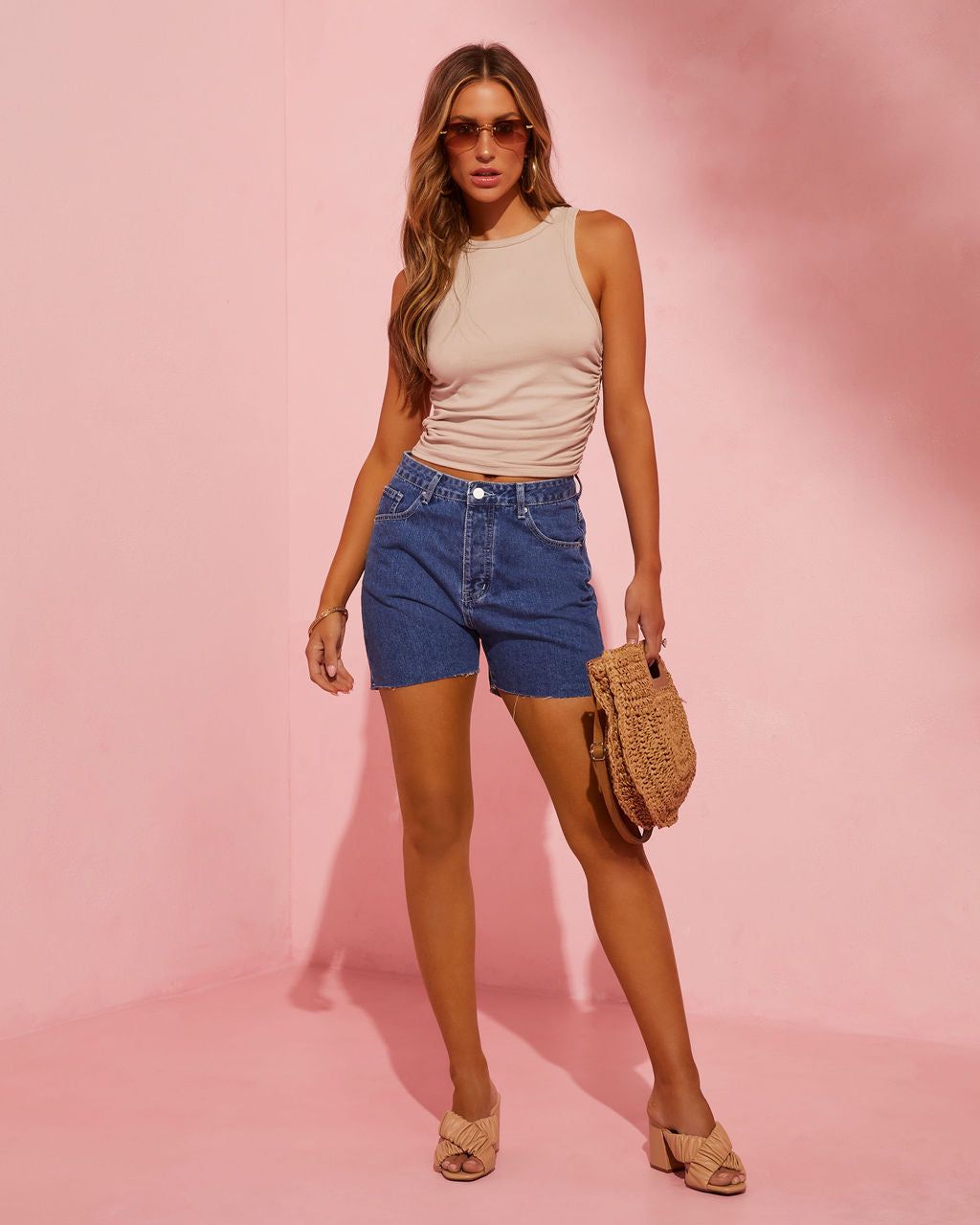 Summer Camp High Rise Denim Shorts - Dark Wash - FINAL SALE sold by Vici product image thumbnail 7