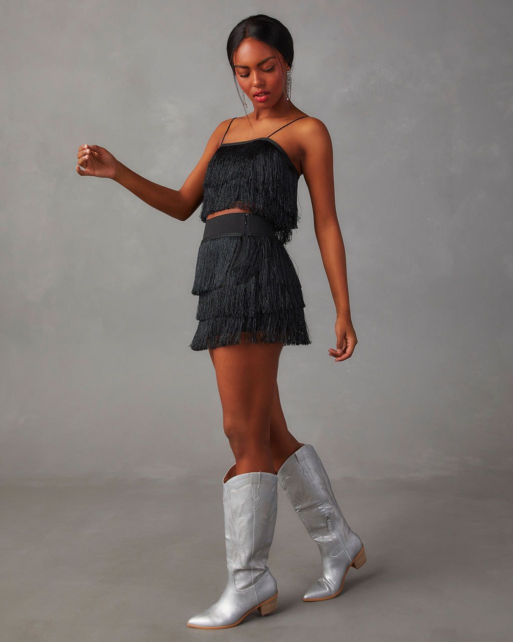 Giuseppe Fringe Trim Tank - Black - SALE sold by Vici product image thumbnail 3