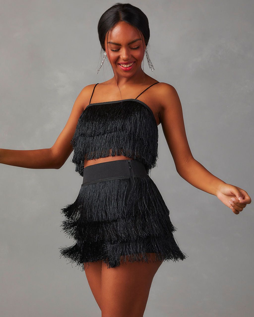 Giuseppe Fringe Trim Tank - Black - SALE sold by Vici product image thumbnail 2