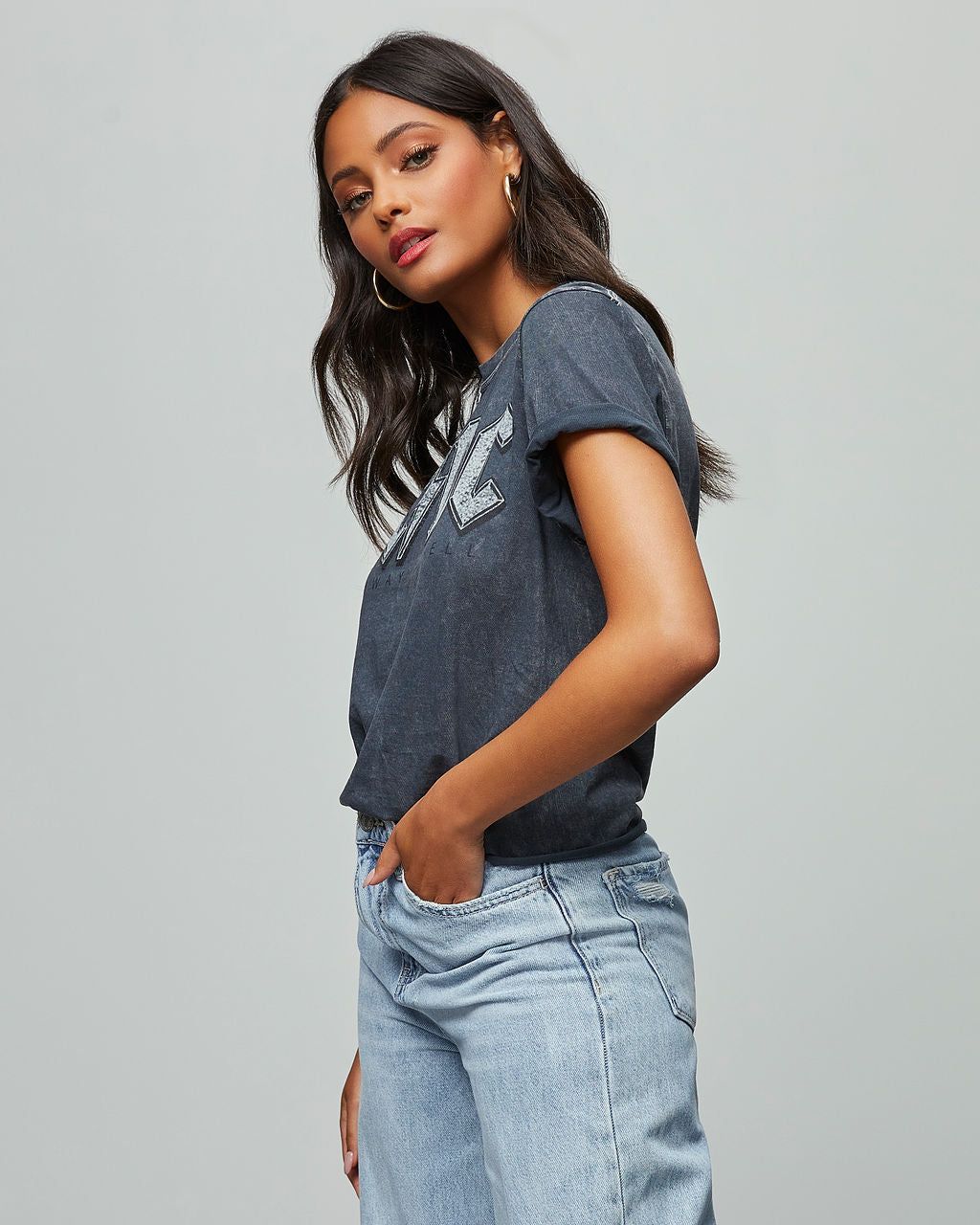 ACDC Embroidered Tee - Charcoal - SALE sold by Vici product image thumbnail 4
