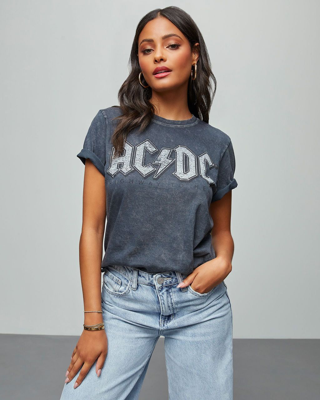 ACDC Embroidered Tee - Charcoal - SALE sold by Vici product image thumbnail 7
