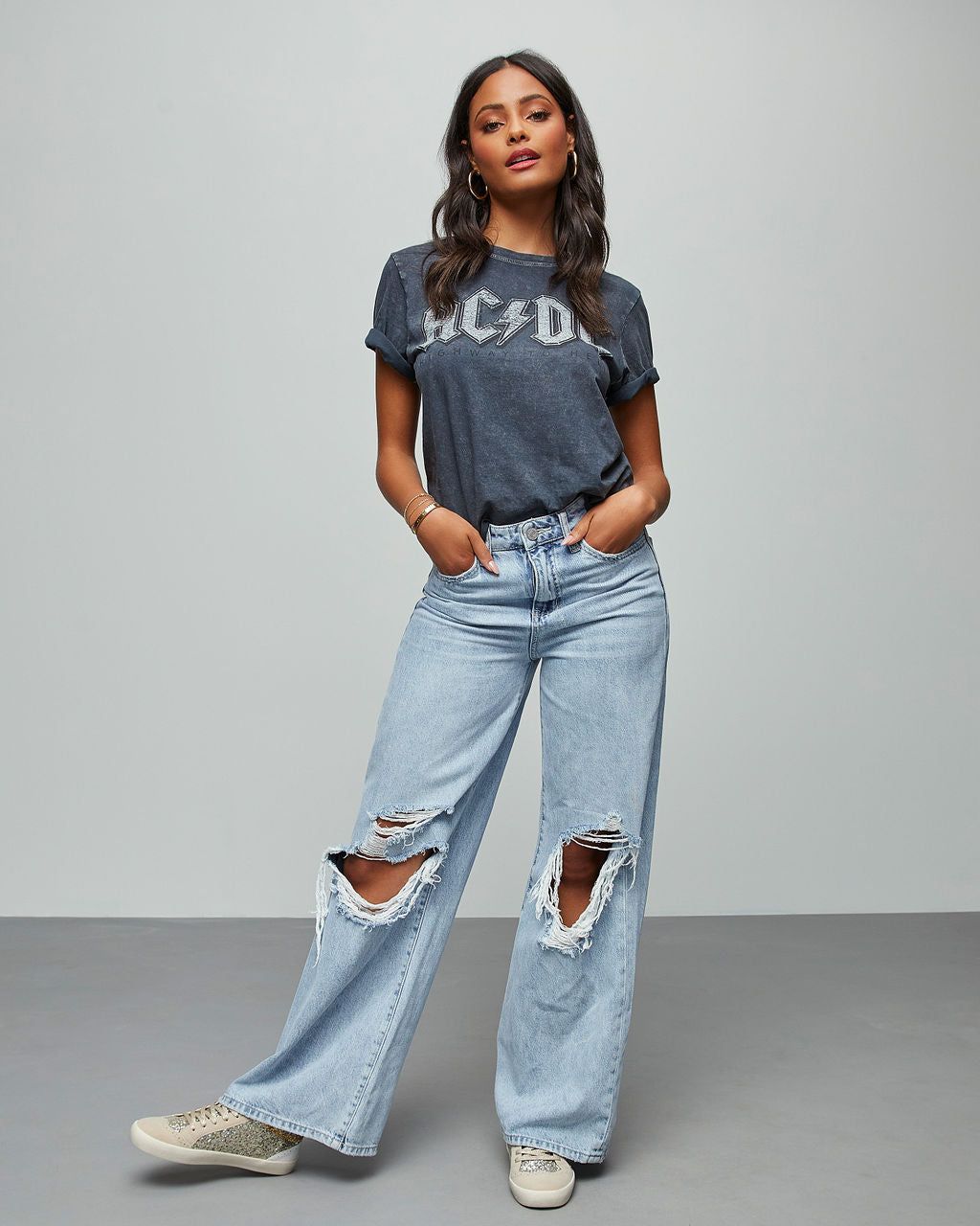 ACDC Embroidered Tee - Charcoal - SALE sold by Vici product image thumbnail 6