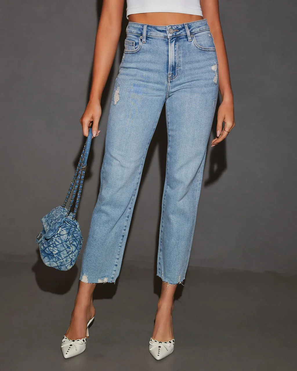 Breanna Super Stretch Distressed Straight Leg Jeans sold by Vici product image thumbnail 2