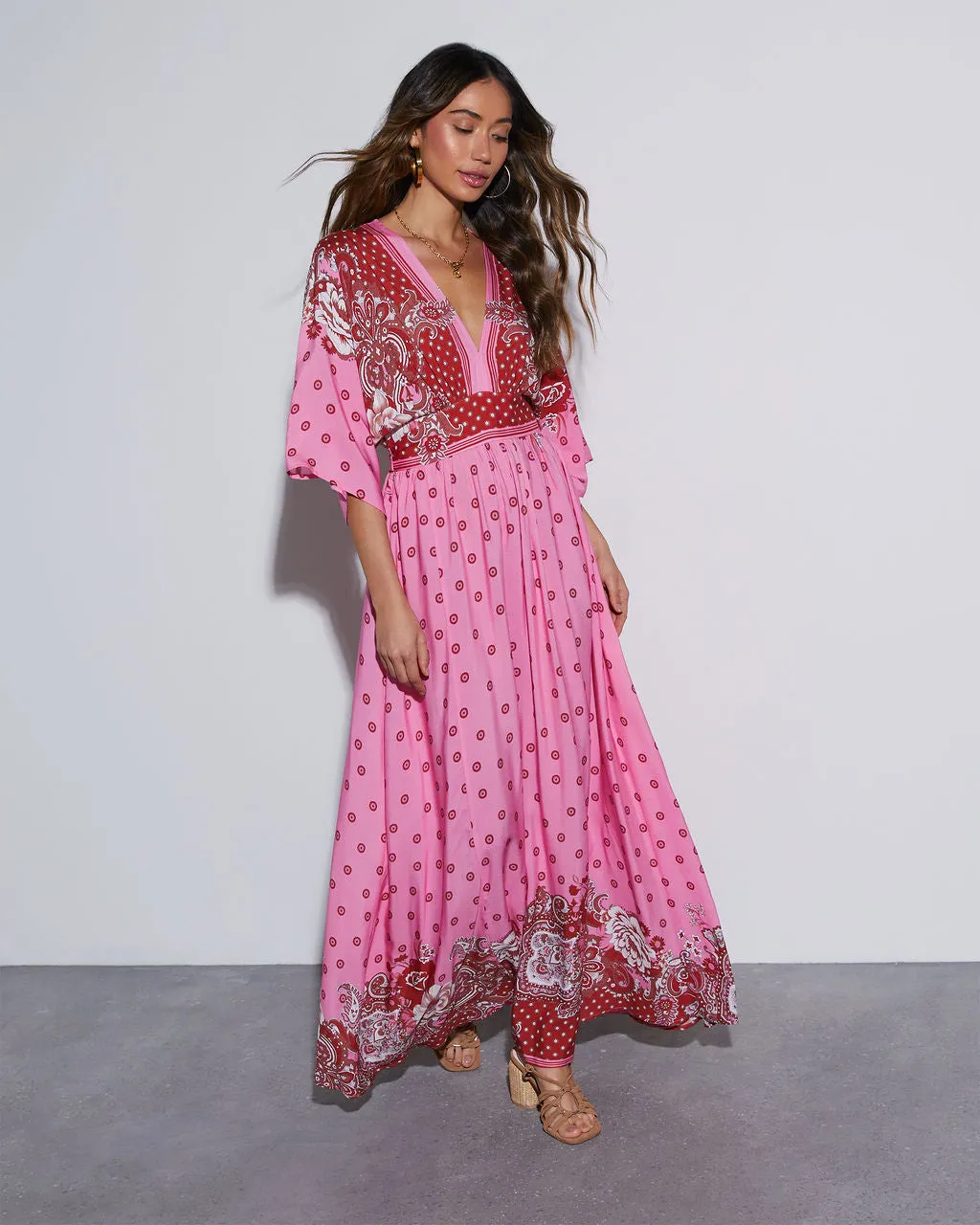 Samaya Long Sleeve Paisley Maxi Dress sold by Vici