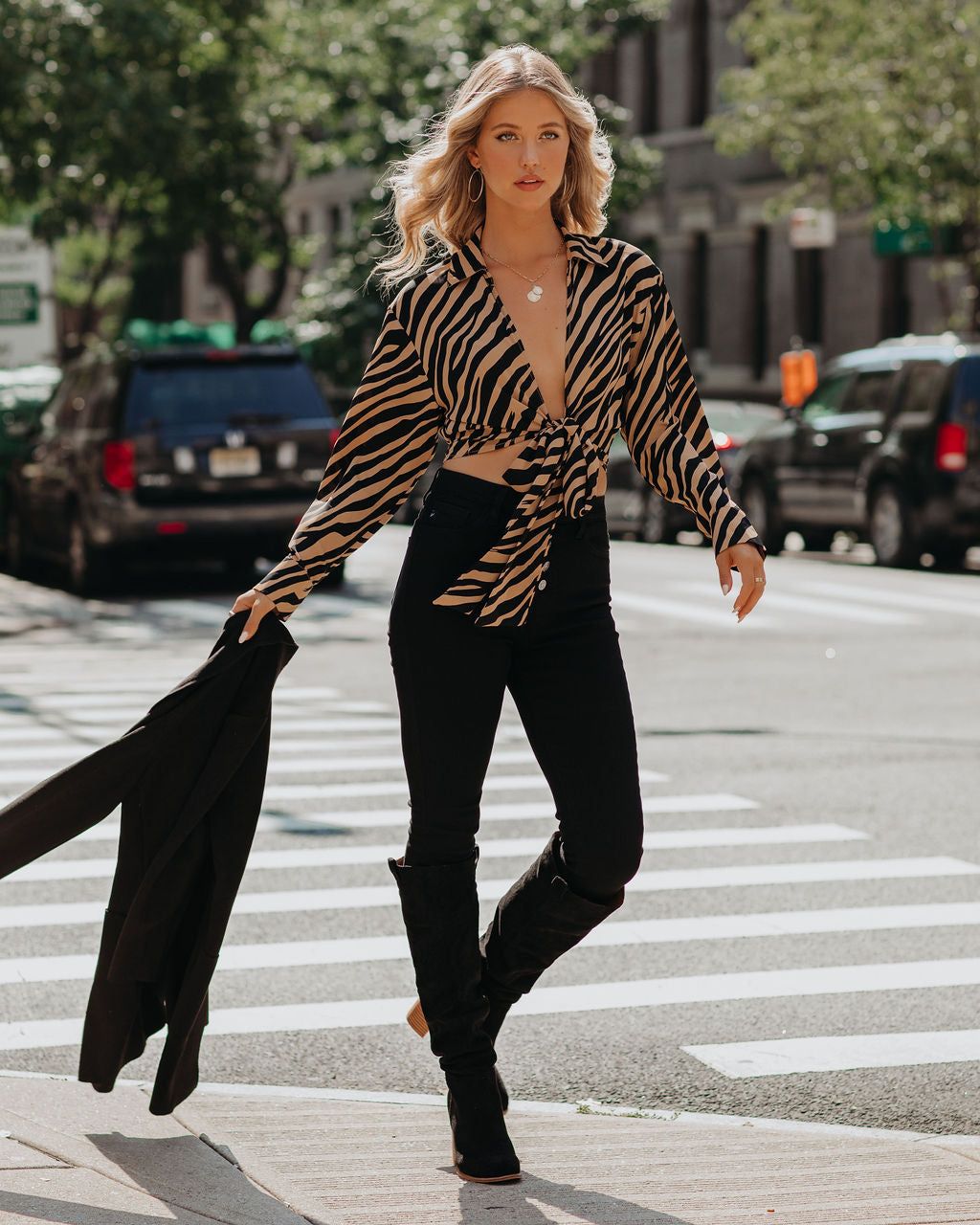 Catalina Tiger Print Tie Blouse - FINAL SALE sold by Vici product image thumbnail 6