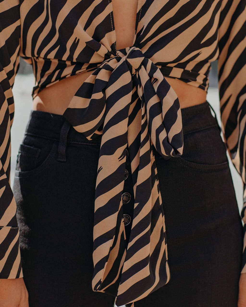 Catalina Tiger Print Tie Blouse - FINAL SALE sold by Vici product image thumbnail 4