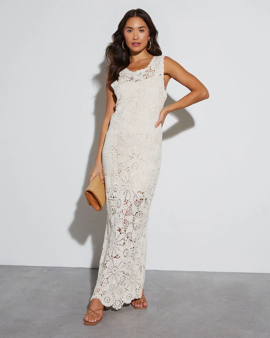 Suki Sleeveless Crochet Maxi Dress sold by Vici
