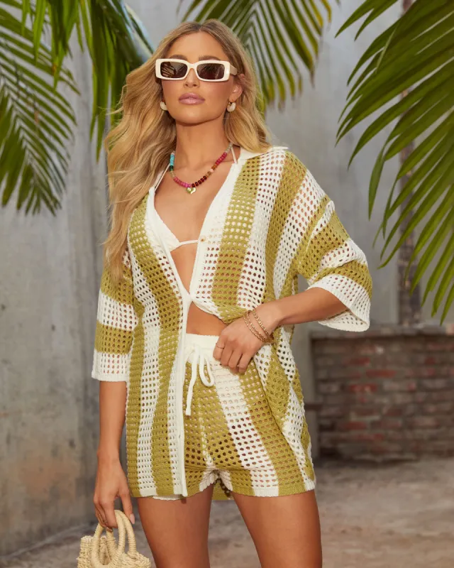 Bradley Crochet Button Down Cover Up Top sold by Vici