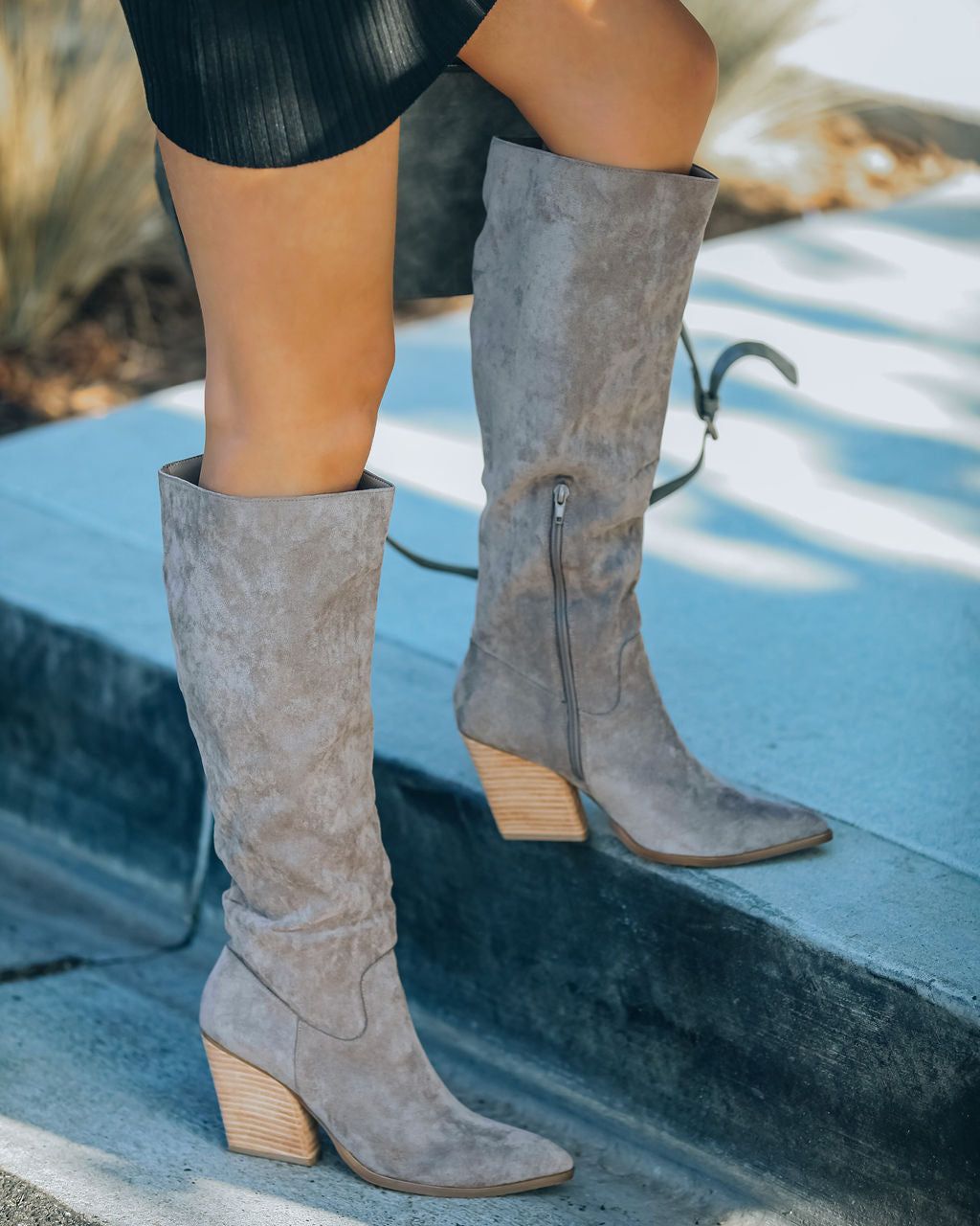 Leanna Faux Suede Heeled Boot - Grey sold by Vici product image thumbnail 3