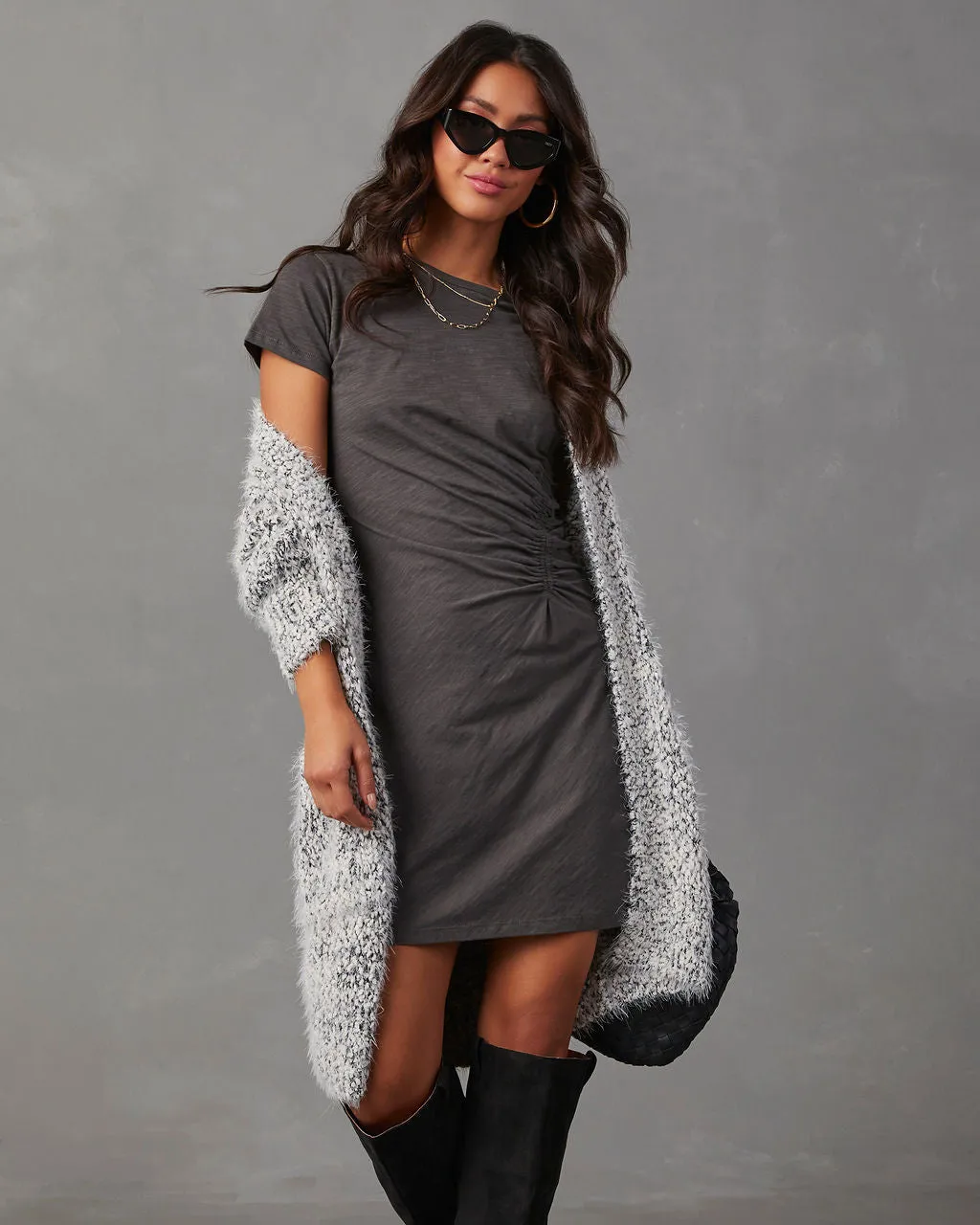 Janina Ruched Short Sleeve Mini T-Shirt Dress sold by Vici product image thumbnail 3