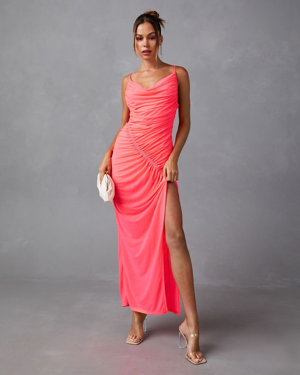 Cayenne Ruched Maxi Dress sold by Vici