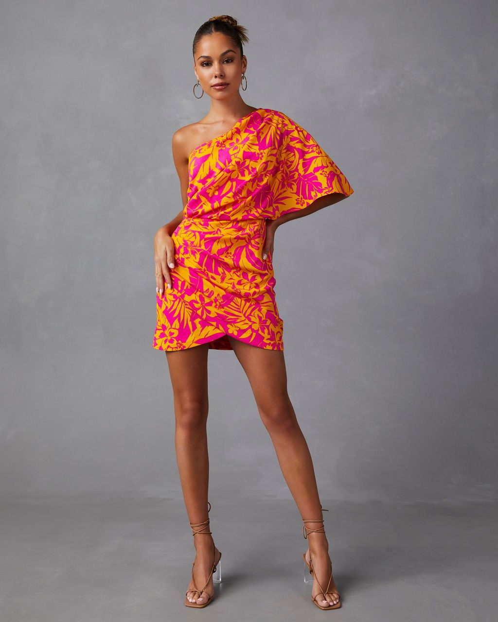 Noemie One Shoulder Mini Dress - Hot Pink/Citrus - FINAL SALE sold by Vici product image thumbnail 6