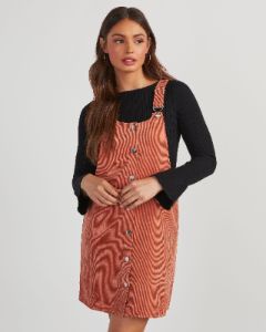 Caribel Corduroy Button Up Mini Dress - Rust sold by Vici