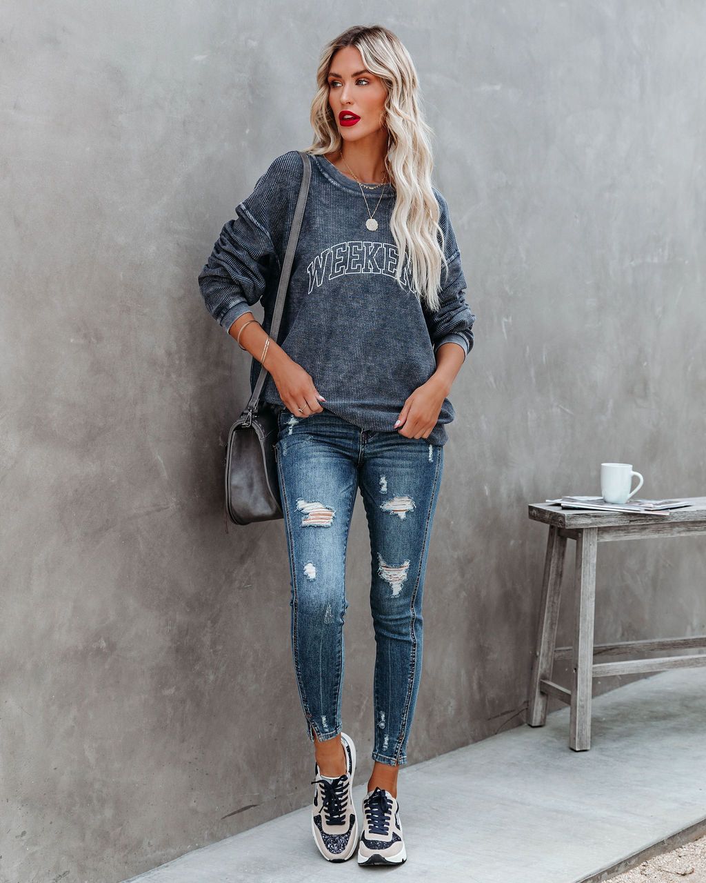 Worn Weekend Ribbed Cotton Pullover - FINAL SALE sold by Vici product image thumbnail 6