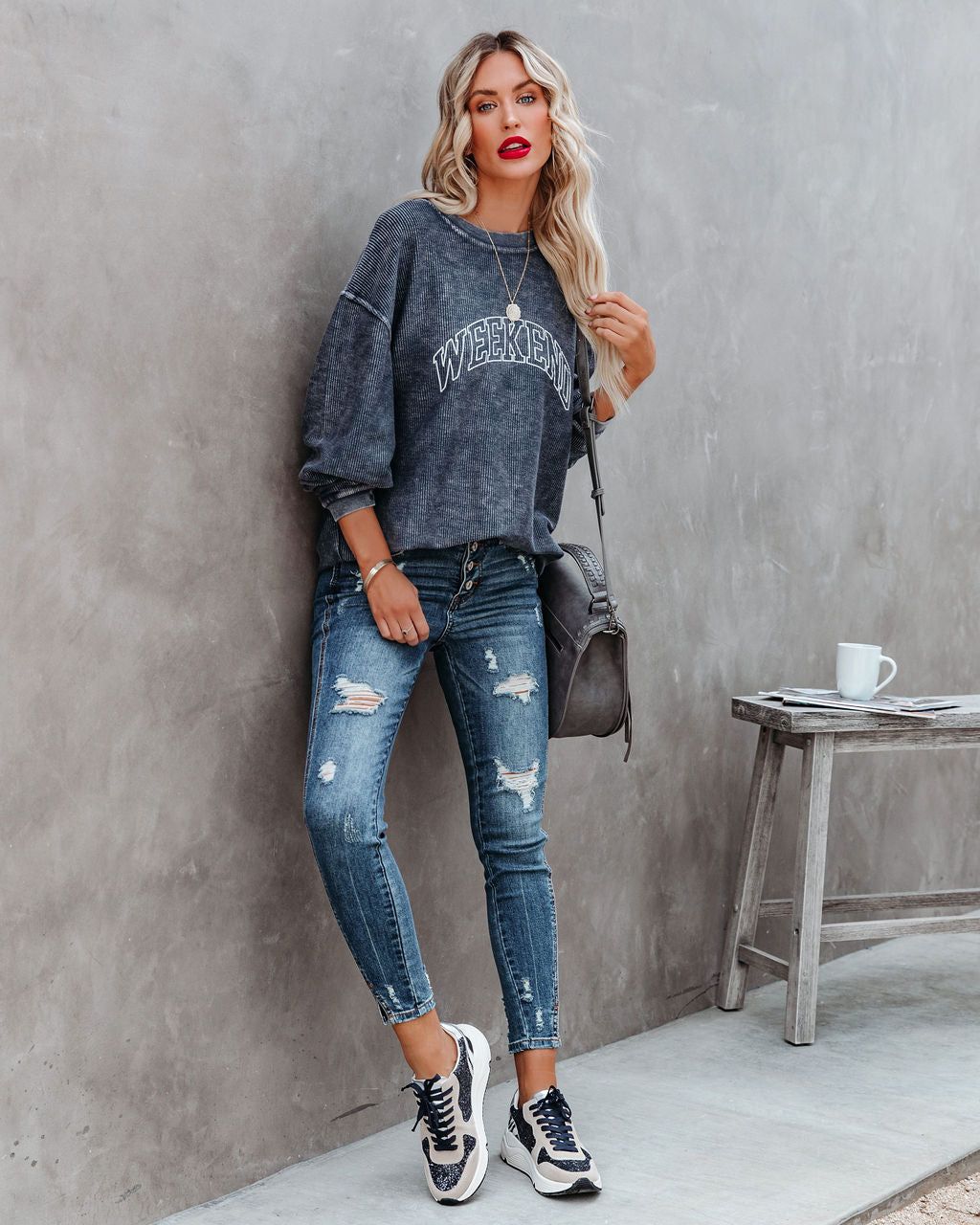 Worn Weekend Ribbed Cotton Pullover - FINAL SALE sold by Vici product image thumbnail 7