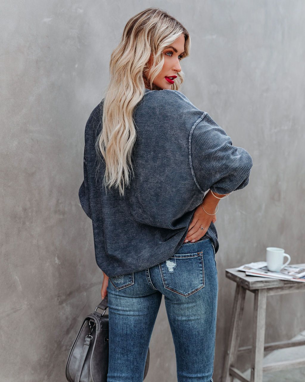 Worn Weekend Ribbed Cotton Pullover - FINAL SALE sold by Vici product image thumbnail 2